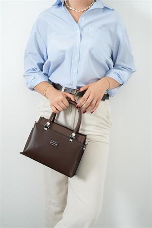 Silver & Polo SP826 Kadın El Çantası Düz Kahve