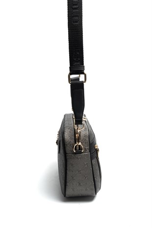 Silver & Polo SP1280 Kadın Çapraz Çanta Logolu Platin-Siyah
