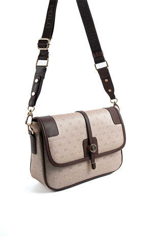 Silver & Polo SP1182 Kadın Çapraz Çanta Logolu Nut-Kahve