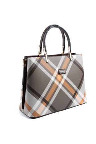 Silver & Polo SP924 Kadın El Çantası Ekose Haki-Kahve