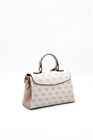 Silver & Polo SP1159 Kadın El Çantası Monogram Bej-Kum