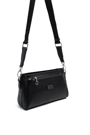 Silver & Polo SP1273 Kadın Çapraz Çanta Düz Siyah-Siyah