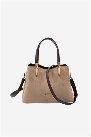 Silver & Polo SP1205 Kadın El Çantası Süet Vizon-Kahve