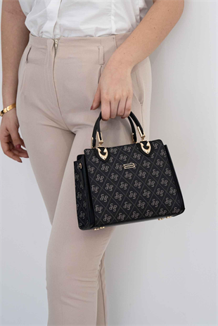 Silver & Polo SP1133 Kadın El Çantası Monogram Füme-Siyah