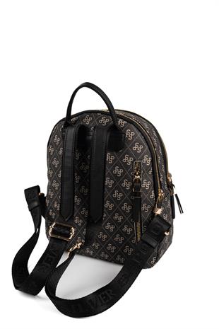 Silver & Polo SP1265 Kadın Sırt Çantası Monogram Füme-Siyah