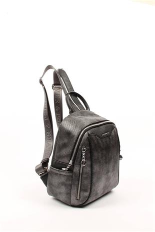 Silver & Polo SP906 Kadın Sırt Çantası Petek M.Gümüş-Siyah