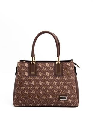 Silver & Polo SP1000 Kadın El Çantası Monogram Kahve
