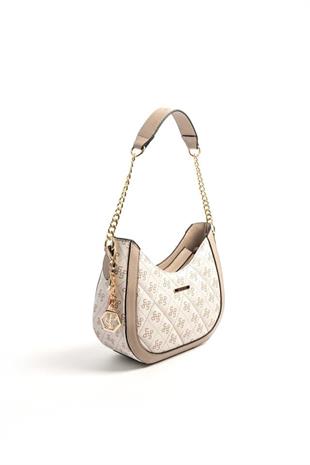 Silver Polo SP1168 Kadın Omuz Çantası Monogram Bej-Kum