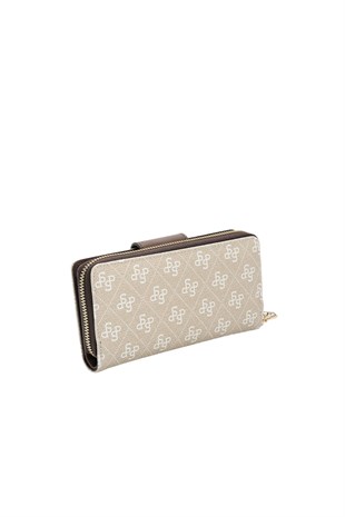 Silver Polo Taş - Kahve Monogram Kadın Cüzdan ve Kartlık SP928