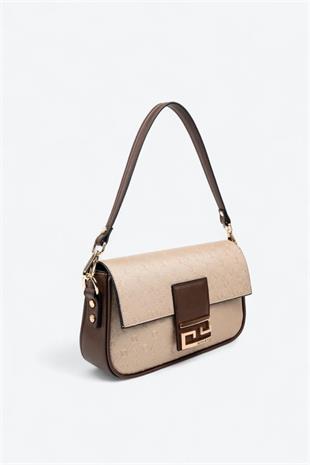 Silver & Polo SP1179 Kadın Omuz Çantası Logolu Nut-Kahve