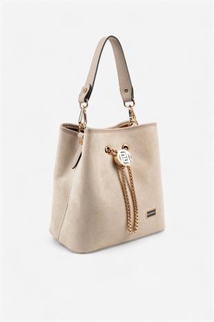 Silver & Polo SP967 Kadın Çapraz Çanta Süet Bej-Kum