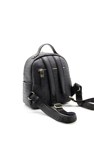 Silver & Polo SP1130 Kadın Sırt Çantası Logolu Siyah-Siyah