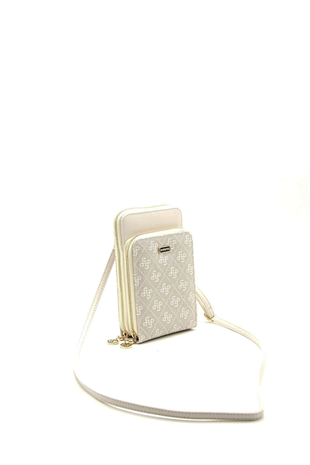 Silver Polo Taş - Kemik Monogram Kadın Telefon Çantası SP1011
