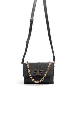 Silver & Polo SP1148 Kadın Çapraz Çanta Monogram Siyah