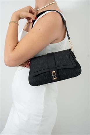 Silver Polo SP1177 Kadın Omuz Çantası Monogram Siyah-Siyah