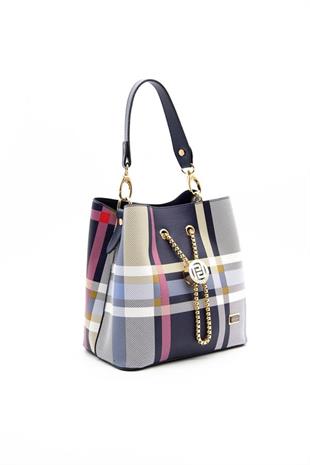 Silver & Polo SP967 Kadın Çapraz Çanta Ekose Lacivert