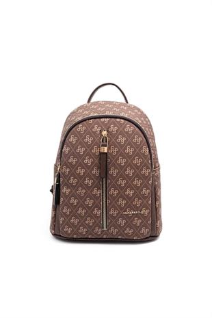 Silver & Polo SP901 Kadın Sırt Çantası Monogram Kahve