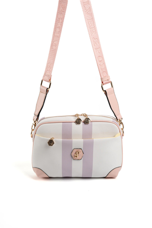 Silver & Polo SP1094 Kadın Çapraz Çanta Ekose Lila-Pembe