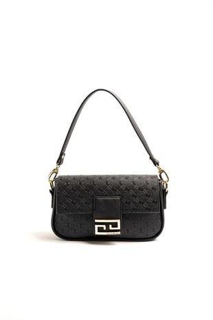 Silver & Polo SP1179 Kadın Omuz Çantası Logolu Siyah-Siyah