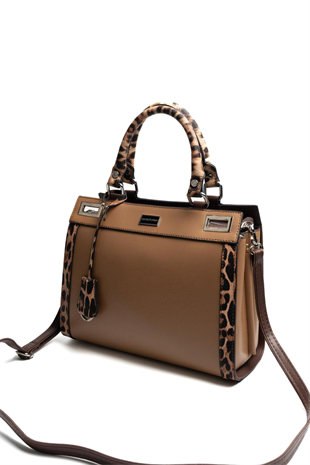 Silver Polo SP1174 Kadın El Çantası Düz Bizon-Kahve-Leopar Taba