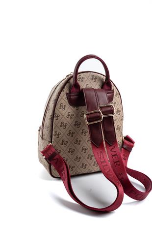 Silver & Polo Koyu Bej - Bordo SP945 Kadın Sırt Çantası