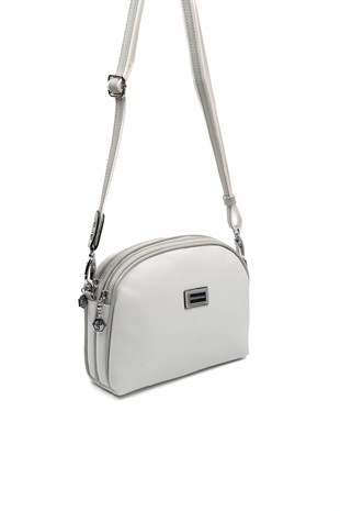 Silver & Polo SP765 Kadın Çapraz Çanta Düz Beyaz-A.Gri