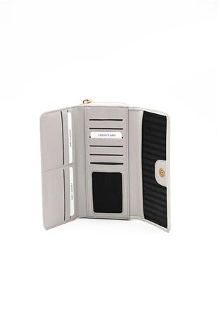 Silver & Polo SP846 Kadın Cüzdan & Kartlık Logolu Beyaz-A.Gri