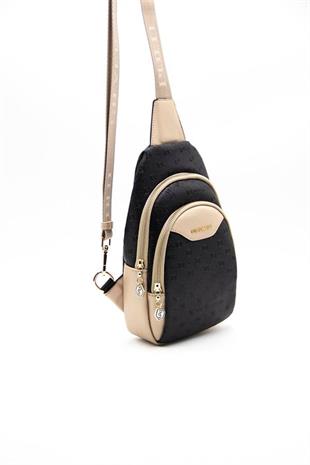 Silver & Polo SP959 Kadın Vücut Çantası Logolu Siyah-S.Nut