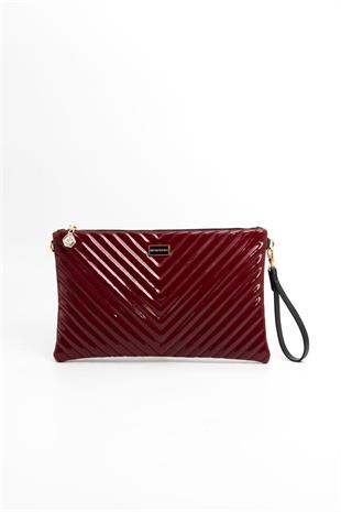 Silver Polo SP1034 Kadın Portföy & Clutch Kapitone V Rugan Bordo-Rugan Bordo