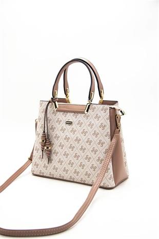 Silver & Polo SP969 Kadın El Çantası Monogram Pembe-Somon