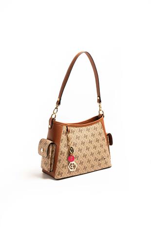 Silver & Polo Koyu Bej  - Taba SP1183 Kadın Omuz Çantası
