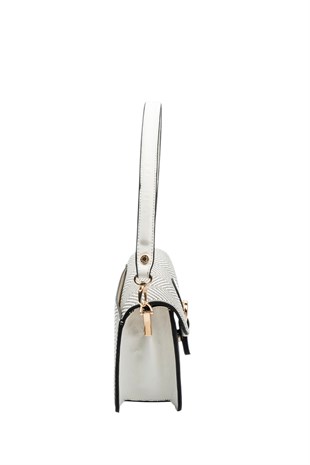 Silver & Polo SP1279 Kadın Çapraz Çanta Hasır Siyah Beyaz-Siyah-Beyaz
