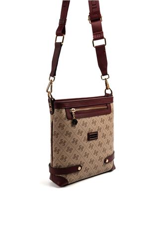 Silver & Polo SP1120 Kadın Çapraz Çanta Monogram Koyu Bej-Bordo