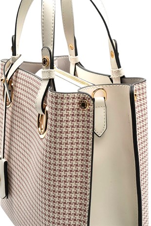 Silver & Polo SP975 Kadın El Çantası King Desen Bordo-Kemik