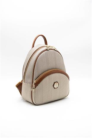 Silver & Polo SP945 Kadın Sırt Çantası Hasır Bej-Taba