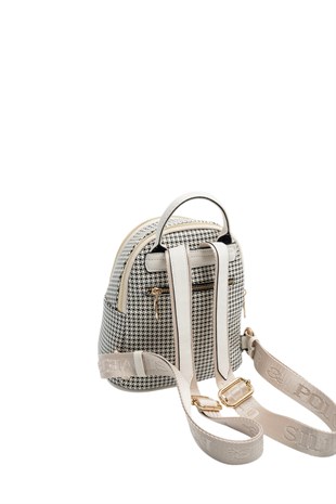 Silver & Polo SP983 Kadın Sırt Çantası King Desen Siyah-Kemik