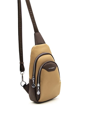 Silver & Polo SP959 Kadın Vücut Çantası Düz Kum-Kahve