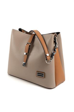 Silver & Polo Koyu Bej - A.Taba SP974 Kadın Omuz Çantası