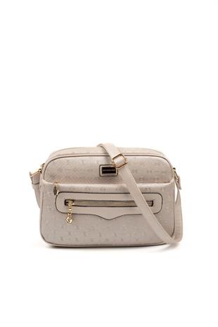 Silver & Polo SP491 Kadın Çapraz Çanta Logolu Bej-S.Bej