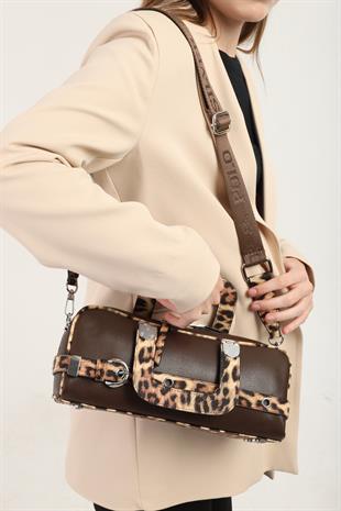 Silver & Polo Leopar Kahve SP1258 Kadın El Çantası