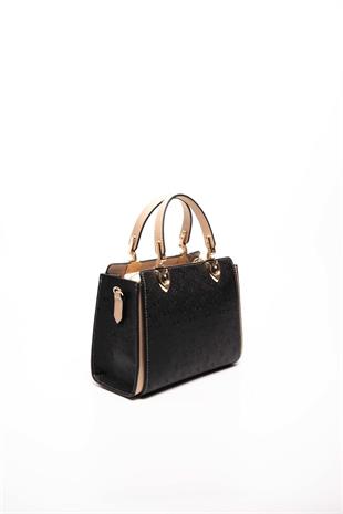 Silver & Polo SP1133 Kadın El Çantası Logolu Siyah-S.Nut