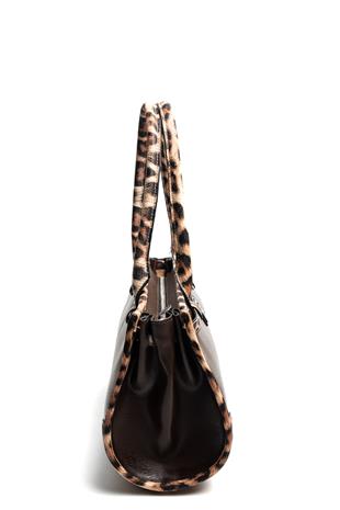 Silver & Polo SP1261 Kadın El Çantası Düz Kahve-Leopar Taba