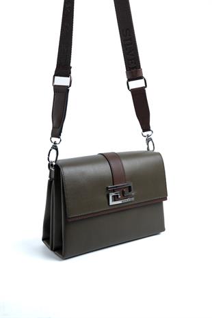 Silver & Polo Haki - Kahve SP1009 Kadın Çapraz Çanta