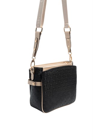 Silver & Polo SP884 Kadın Çapraz Çanta Logolu Siyah-S.Nut