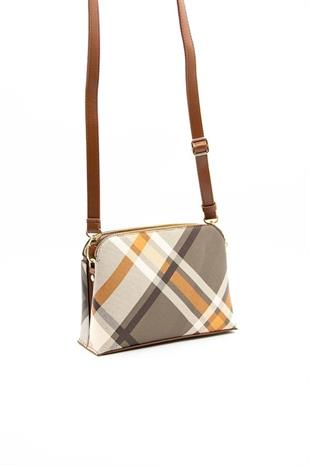 Silver & Polo SP623 Kadın Çapraz Çanta Ekose Haki-Taba