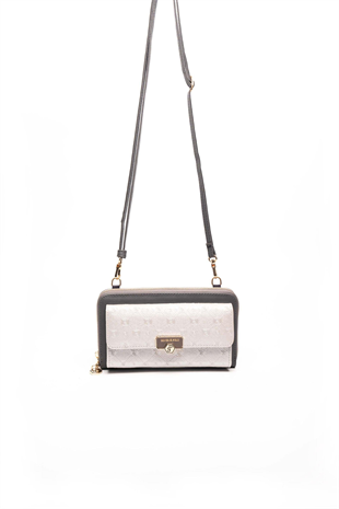 Silver & Polo SP921 Kadın Telefon Çantası Logolu A.Gümüş-Antrasit