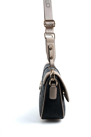 Silver & Polo SP1182 Kadın Çapraz Çanta Logolu Siyah-S.Nut