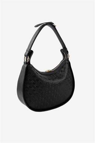 Silver & Polo SP1263 Kadın Omuz Çantası Logolu Siyah-Siyah