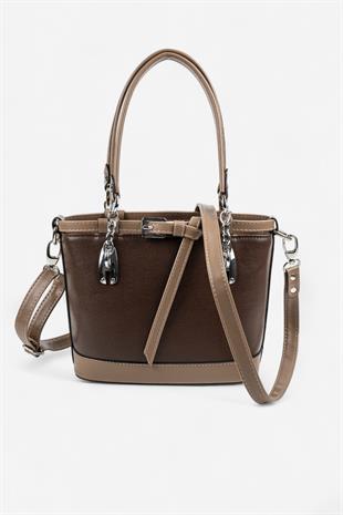Silver & Polo SP1155 Kadın El Çantası Düz Kahve-Vizon