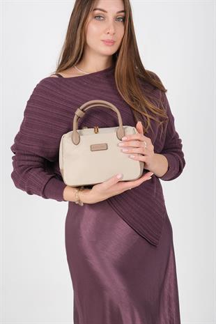 Silver & Polo SP1224 Kadın El Çantası Saten Bej-Kum